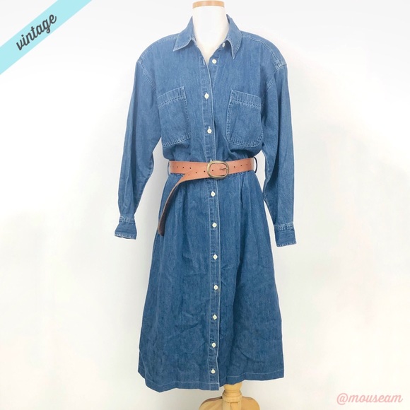 long sleeve denim midi dress